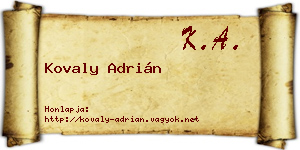 Kovaly Adrián névjegykártya